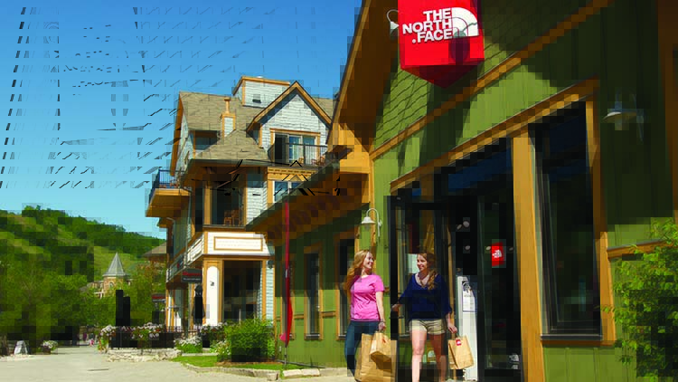 Shopping at North Face like these two women is one of the top things to do in Blue Mountain Village