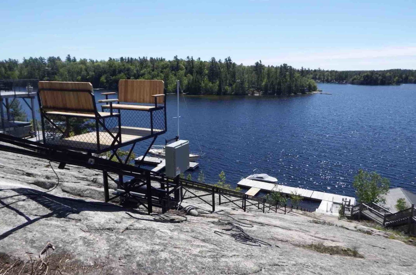 Cottage lifts elevation solutions showing view from lift to lake